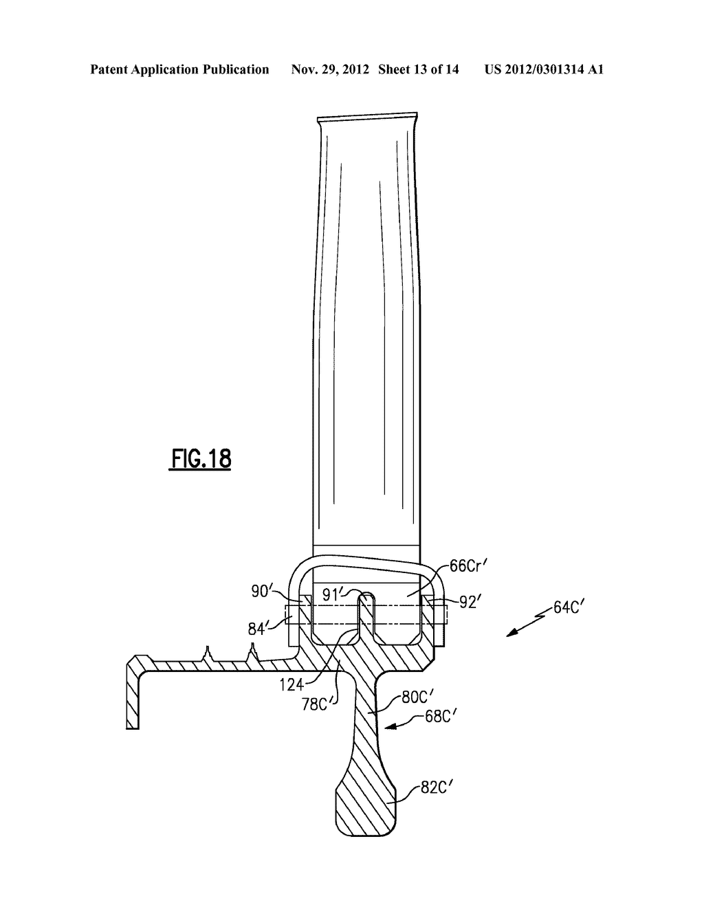 HYBRID ROTOR DISK ASSEMBLY WITH A CERAMIC MATRIX COMPOSITE AIRFOIL FOR A     GAS TURBINE ENGINE - diagram, schematic, and image 14