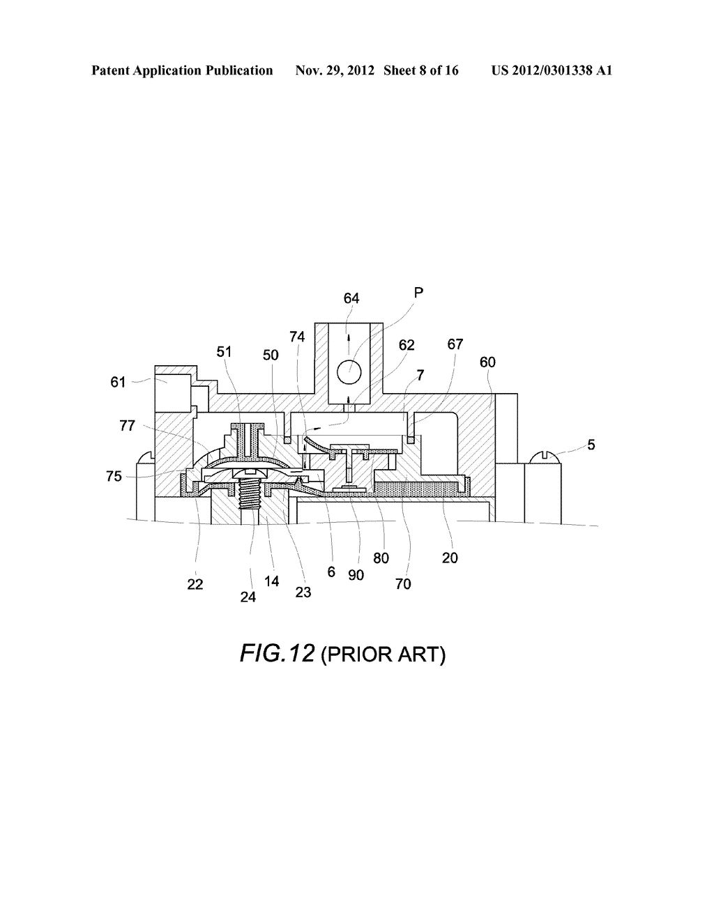 Compressing diaphragm pump having abnormal pressure preventing features     for spray use - diagram, schematic, and image 09