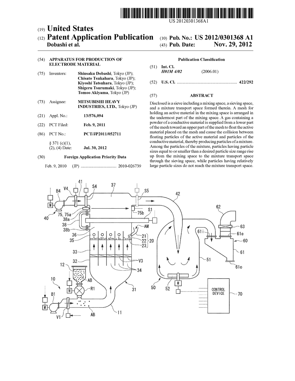 APPARATUS FOR PRODUCTION OF ELECTRODE MATERIAL - diagram, schematic, and image 01