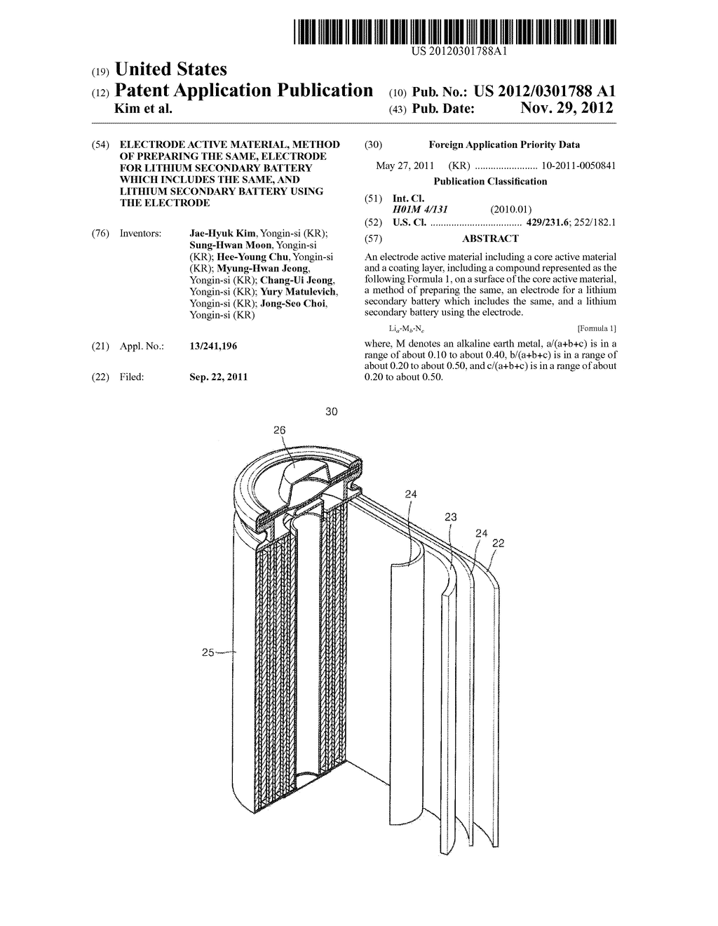 ELECTRODE ACTIVE MATERIAL, METHOD OF PREPARING THE SAME, ELECTRODE FOR     LITHIUM SECONDARY BATTERY WHICH INCLUDES THE SAME, AND LITHIUM SECONDARY     BATTERY USING THE ELECTRODE - diagram, schematic, and image 01