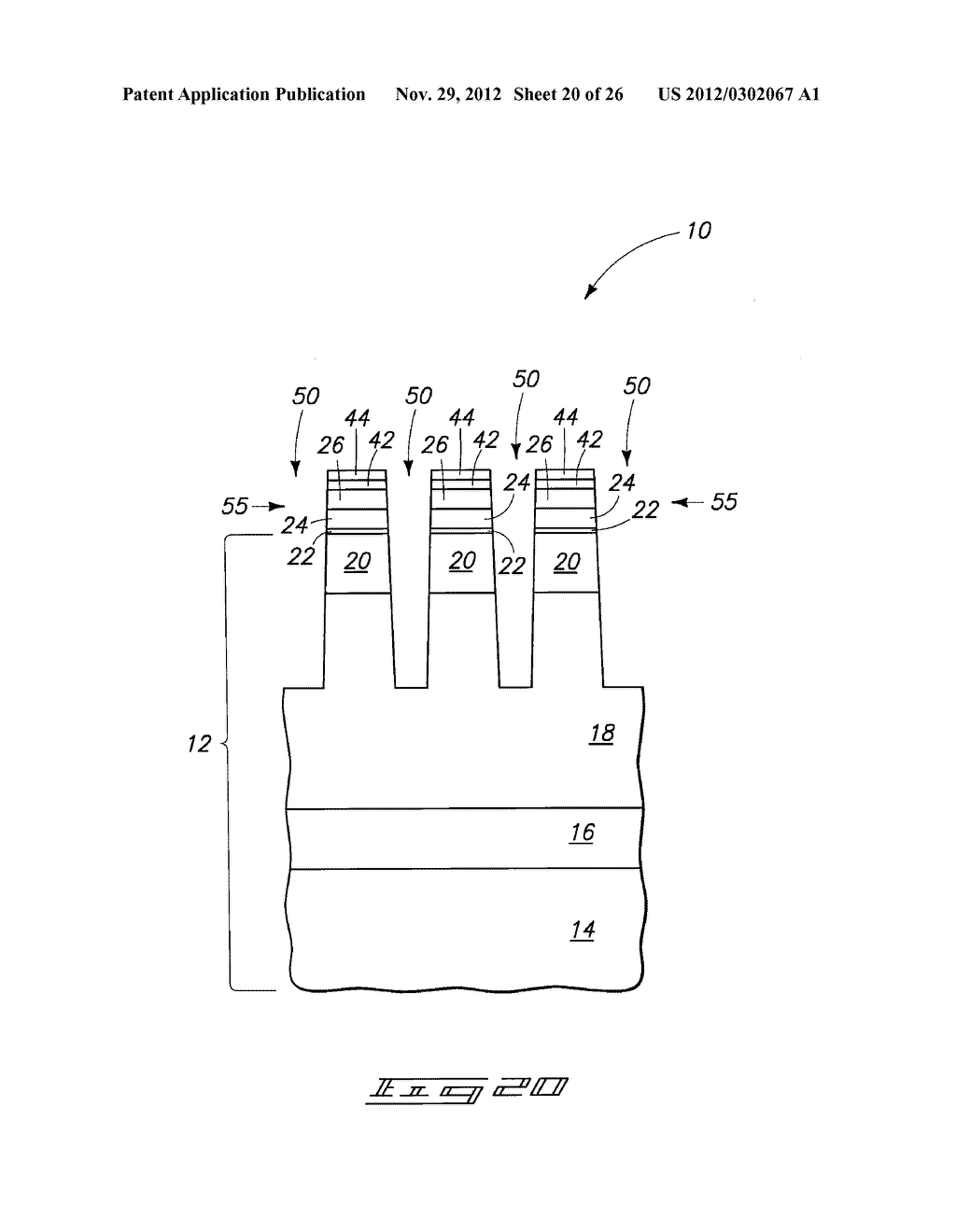 Methods of Etching Trenches into Silicon of a Semiconductor Substrate,     Methods of Forming Trench Isolation in Silicon of a Semiconductor     Substrate, and Methods of Forming a Plurality of Diodes - diagram, schematic, and image 21
