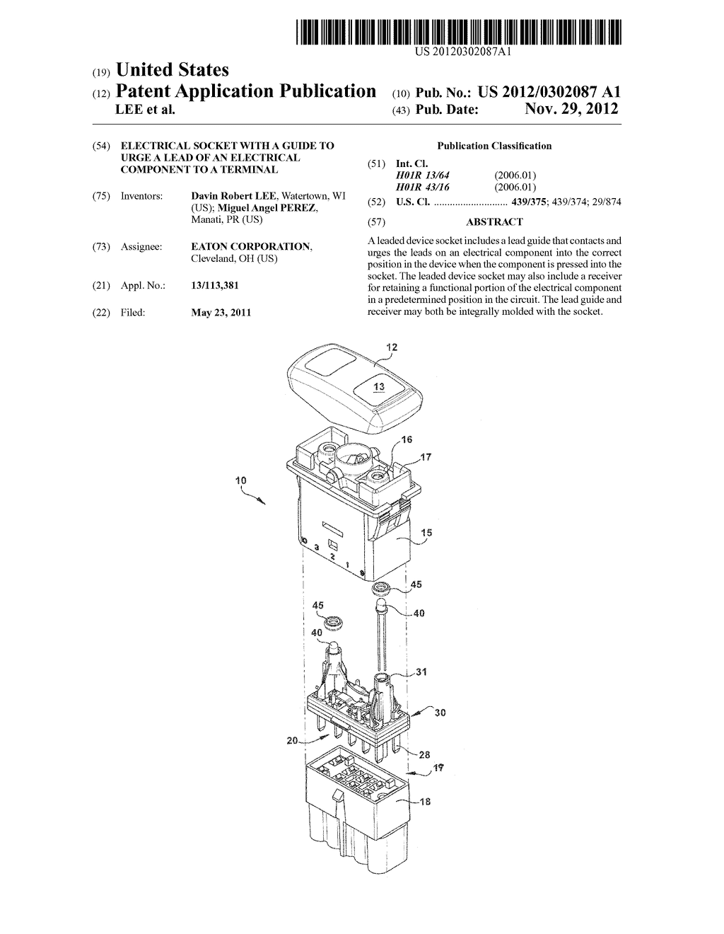 ELECTRICAL SOCKET WITH A GUIDE TO URGE A LEAD OF AN ELECTRICAL COMPONENT     TO A TERMINAL - diagram, schematic, and image 01