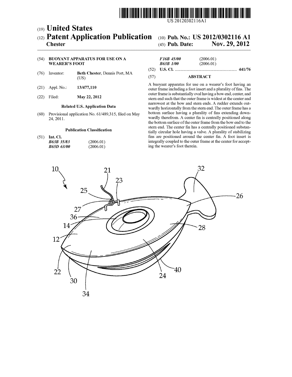 Buoyant Apparatus for Use on a Wearer's Foot - diagram, schematic, and image 01