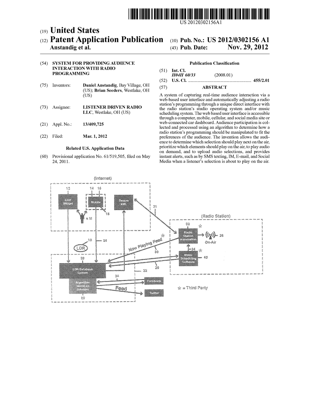 SYSTEM FOR PROVIDING AUDIENCE INTERACTION WITH RADIO PROGRAMMING - diagram, schematic, and image 01