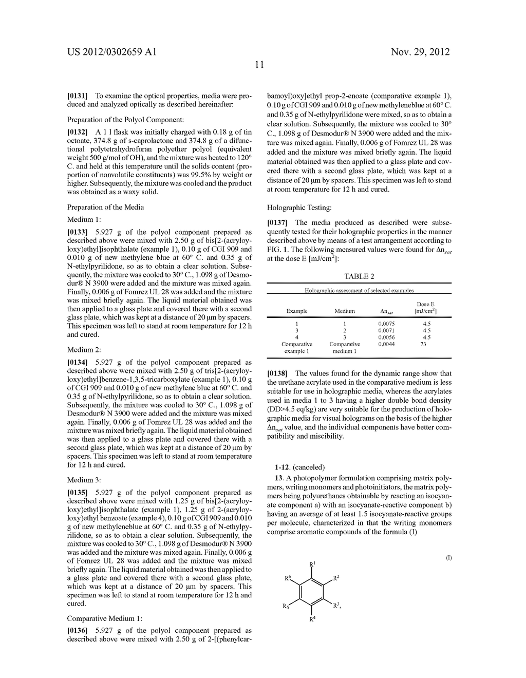 PHOTOPOLYMER FORMULATION HAVING ESTER-BASED WRITING MONOMERS - diagram, schematic, and image 13