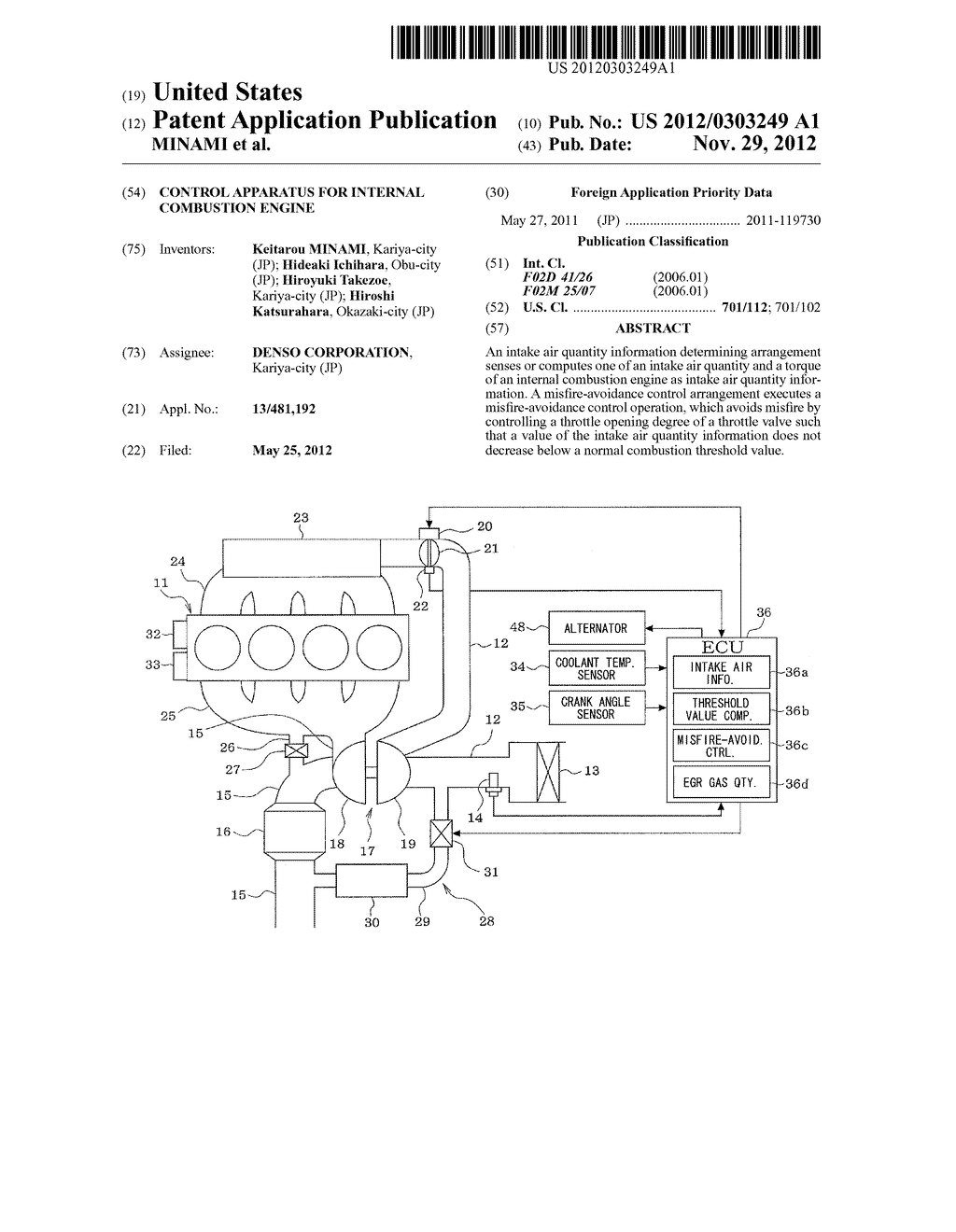 CONTROL APPARATUS FOR INTERNAL COMBUSTION ENGINE - diagram, schematic, and image 01