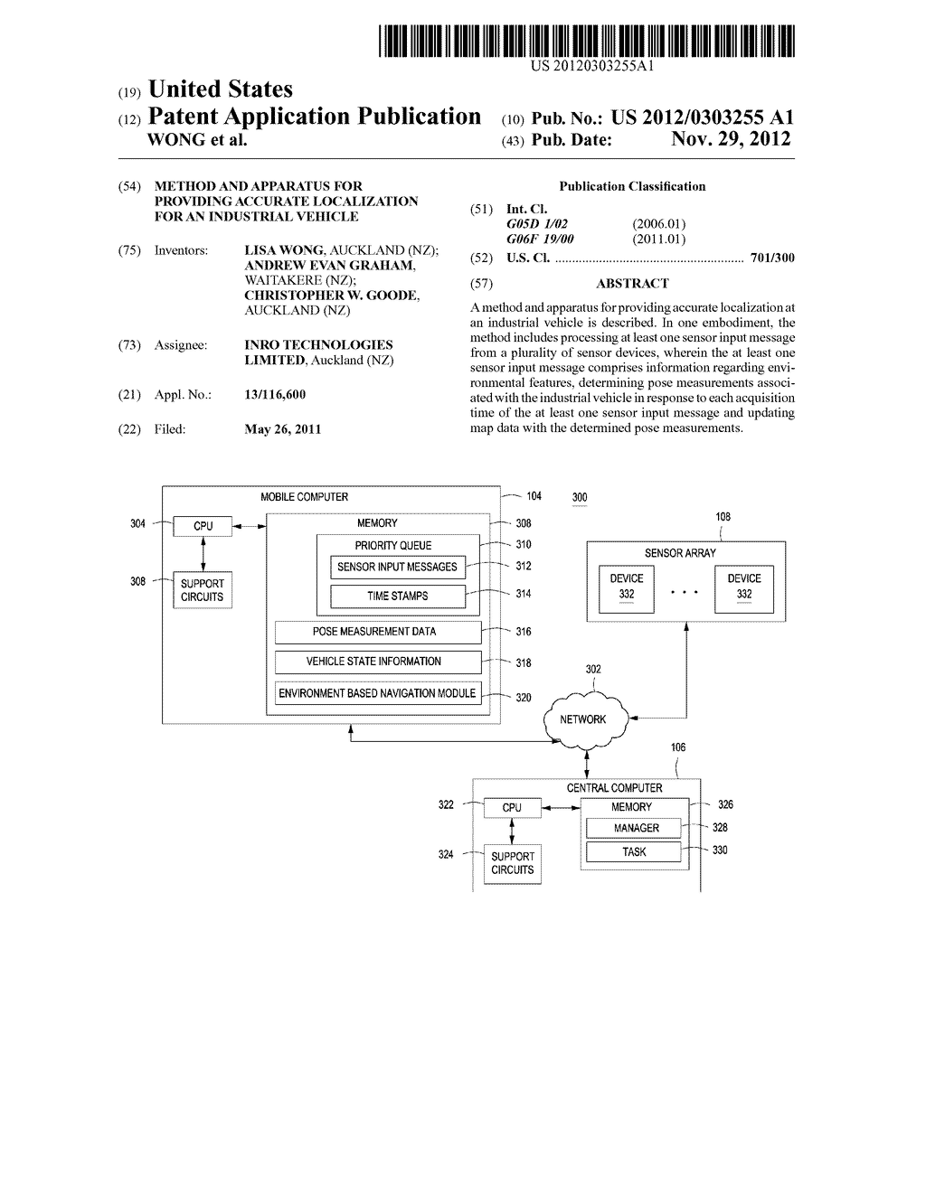 METHOD AND APPARATUS FOR PROVIDING ACCURATE LOCALIZATION FOR AN INDUSTRIAL     VEHICLE - diagram, schematic, and image 01