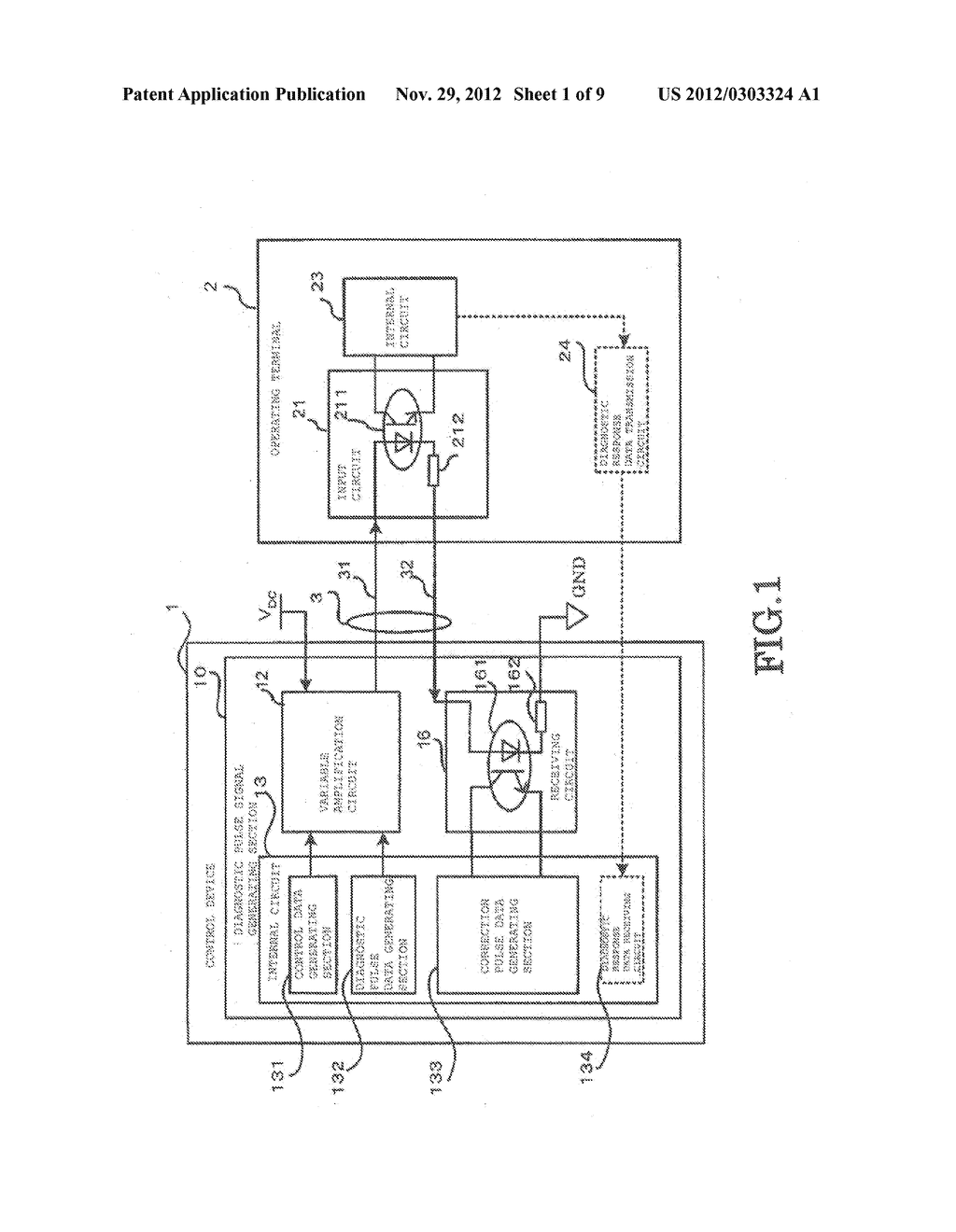 CONTROL SYSTEM FOR PROVIDING DIAGNOSTIC PULSE SIGNAL, AND CONTROL DEVICE     THEREFOR - diagram, schematic, and image 02