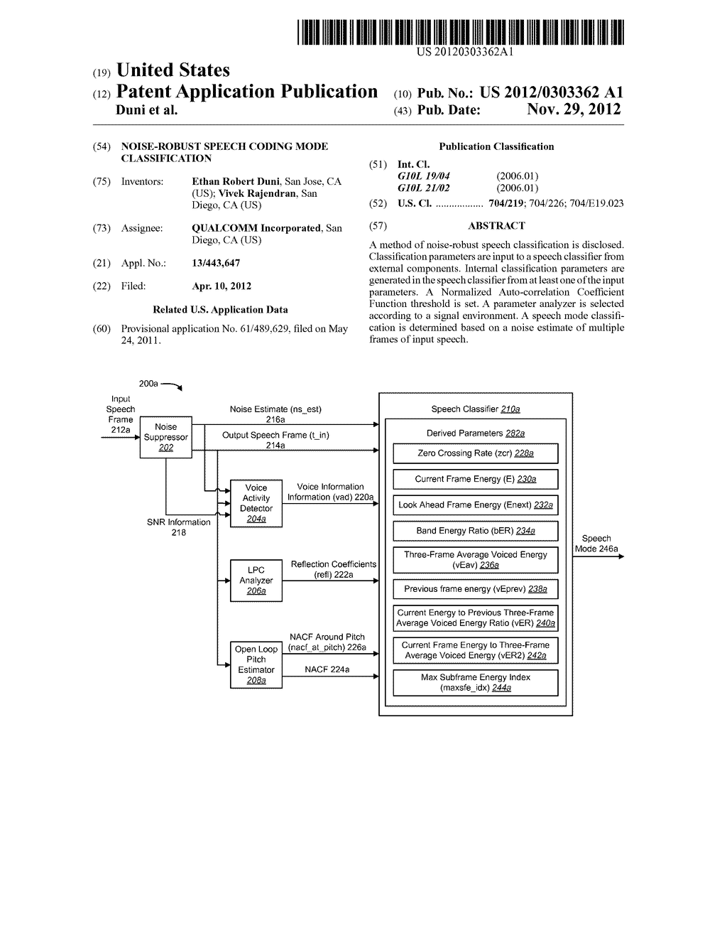 NOISE-ROBUST SPEECH CODING MODE CLASSIFICATION - diagram, schematic, and image 01