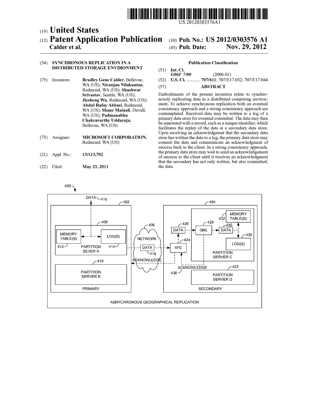 SYNCHRONOUS REPLICATION IN A DISTRIBUTED STORAGE ENVIRONMENT - diagram, schematic, and image 01