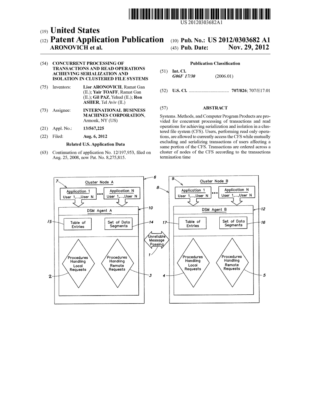 CONCURRENT PROCESSING OF TRANSACTIONS AND READ OPERATIONS ACHIEVING     SERIALIZATION AND ISOLATION IN CLUSTERED FILE SYSTEMS - diagram, schematic, and image 01