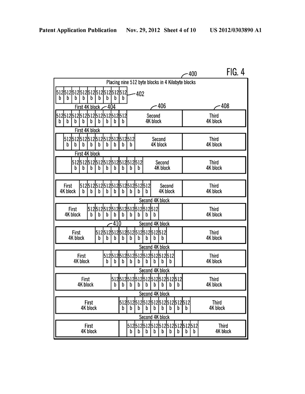 WRITING OF NEW DATA OF A FIRST BLOCK SIZE IN A RAID ARRAY THAT STORES BOTH     PARITY AND DATA IN A SECOND BLOCK SIZE - diagram, schematic, and image 05