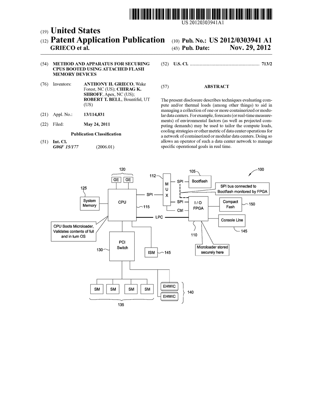 METHOD AND APPARATUS FOR SECURING CPUS BOOTED USING ATTACHED FLASH MEMORY     DEVICES - diagram, schematic, and image 01