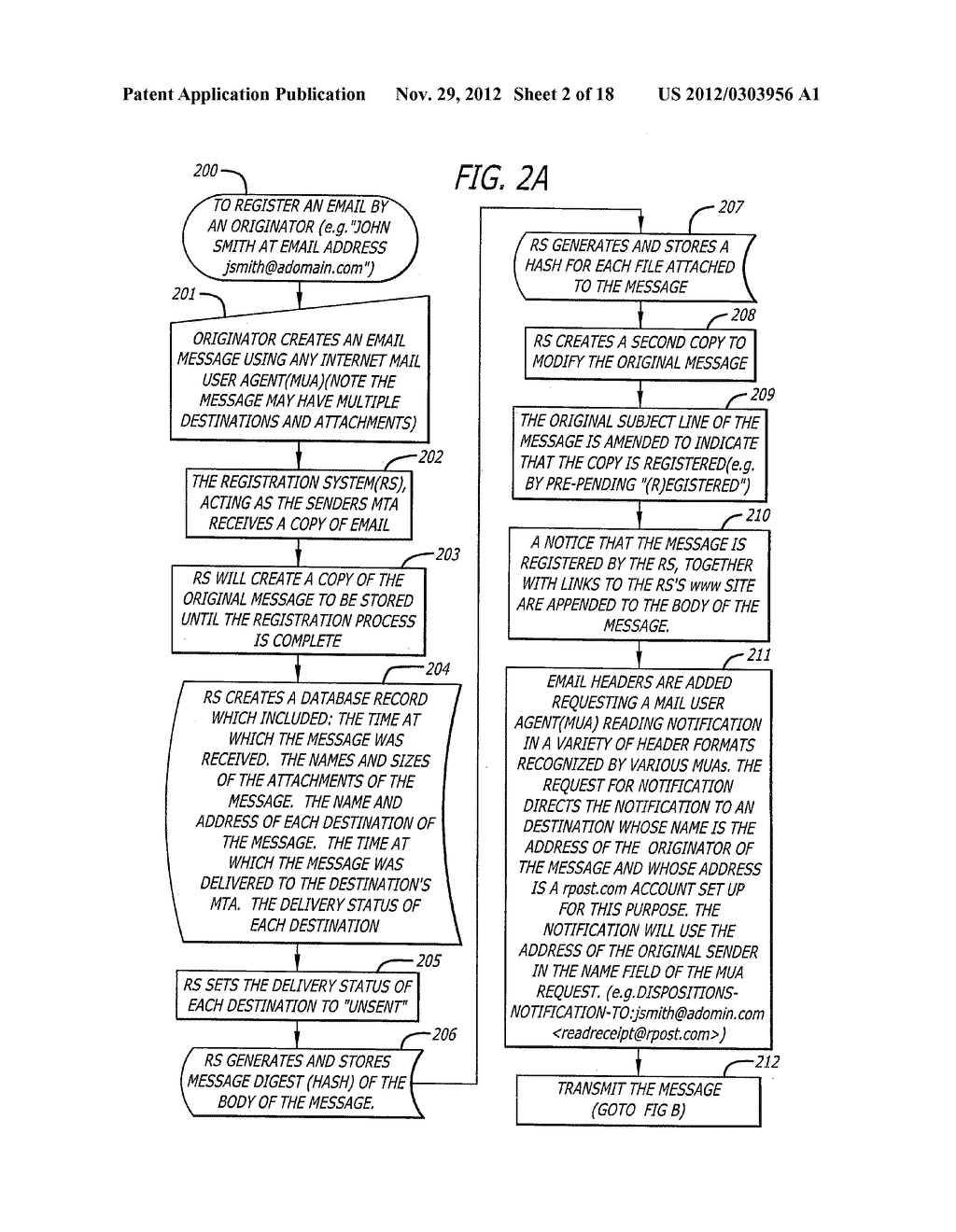 SYSTEM AND METHOD FOR VERIFYING DELIVERY AND INTEGRITY OF ELECTRONIC     MESSAGES - diagram, schematic, and image 03