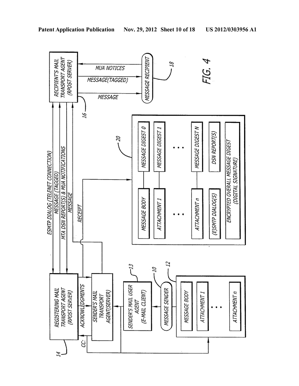 SYSTEM AND METHOD FOR VERIFYING DELIVERY AND INTEGRITY OF ELECTRONIC     MESSAGES - diagram, schematic, and image 11