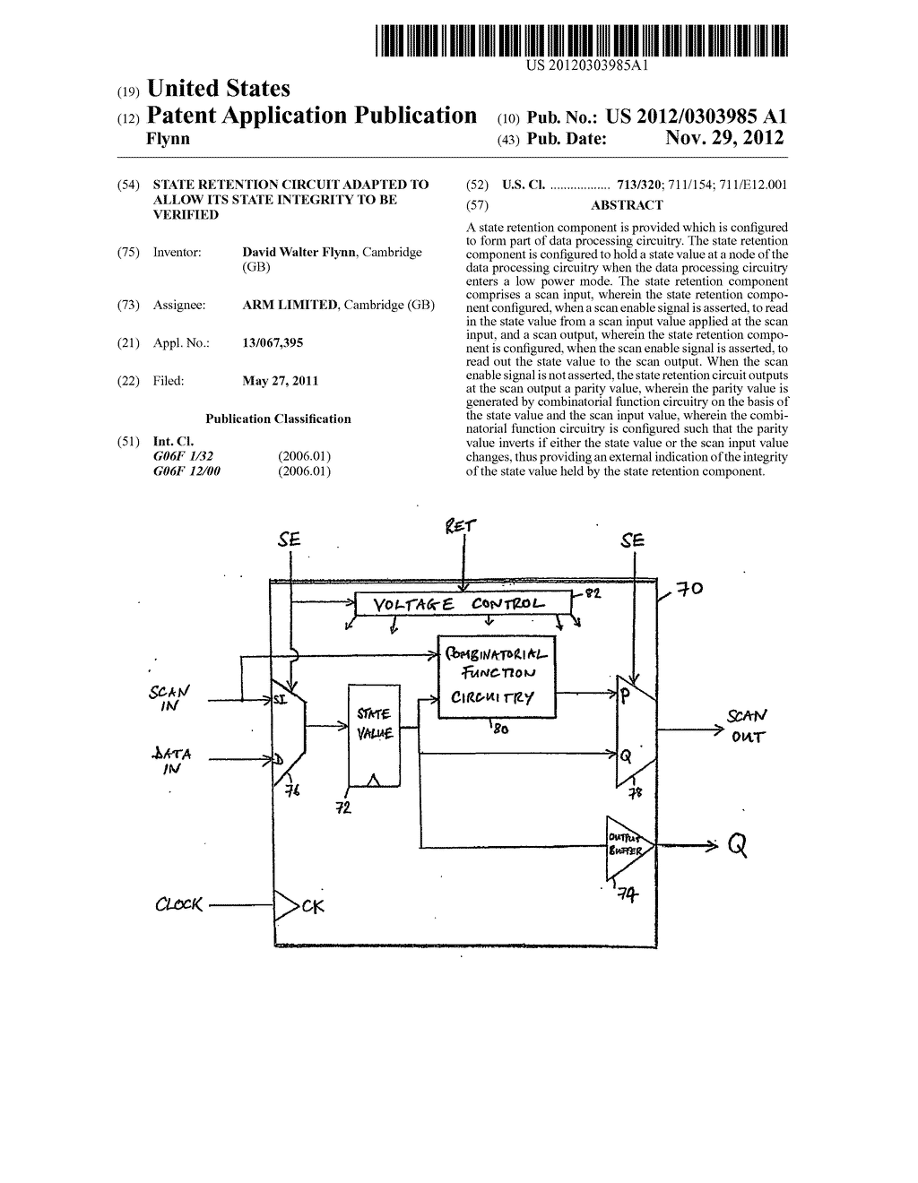 State retention circuit adapted to allow its state integrity to be     verified - diagram, schematic, and image 01