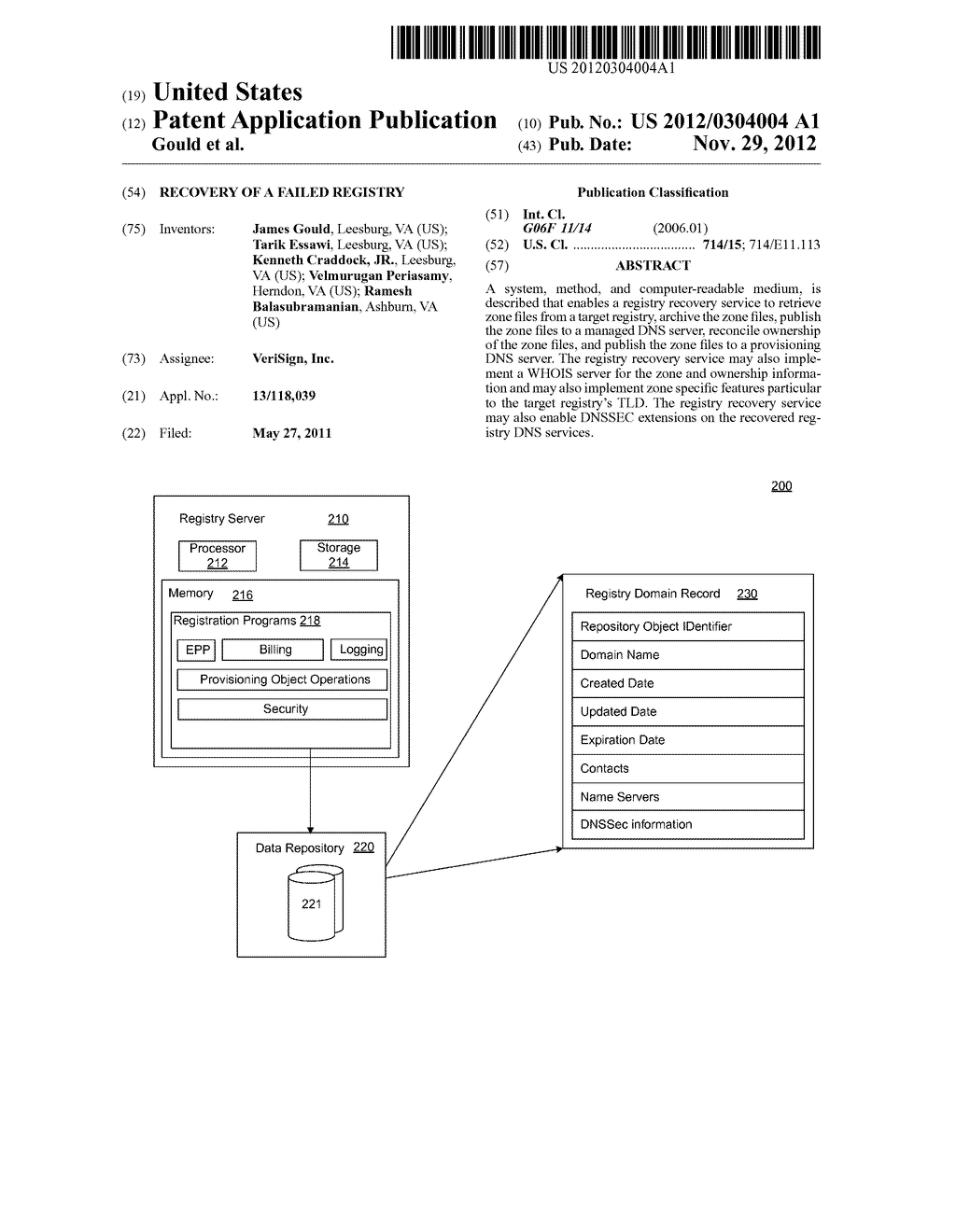 RECOVERY OF A FAILED REGISTRY - diagram, schematic, and image 01