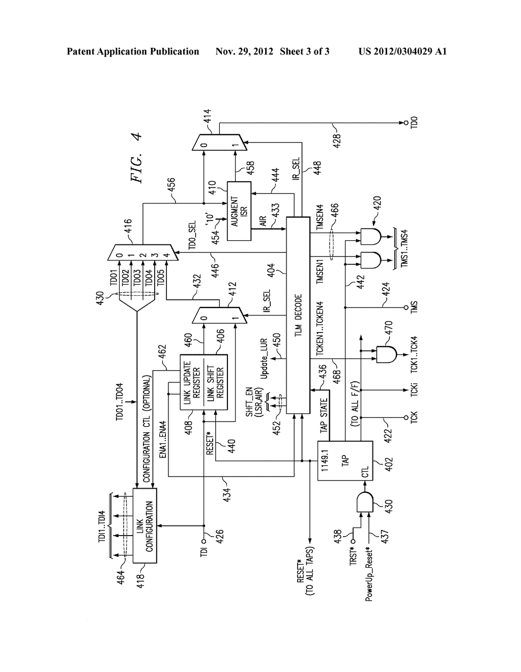 TAP AND LINKING MODULE FOR SCAN ACCESS OF MULTIPLE CORES WITH IEEE 1149.1     TEST ACCESS PORTS - diagram, schematic, and image 04