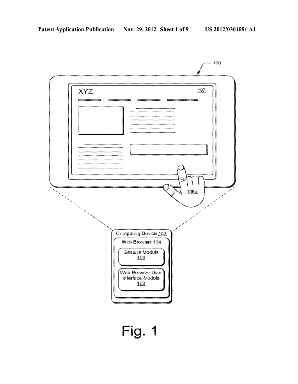 Navigation User Interface in Support of Page-Focused, Touch- or     Gesture-based Browsing Experience - diagram, schematic, and image 02