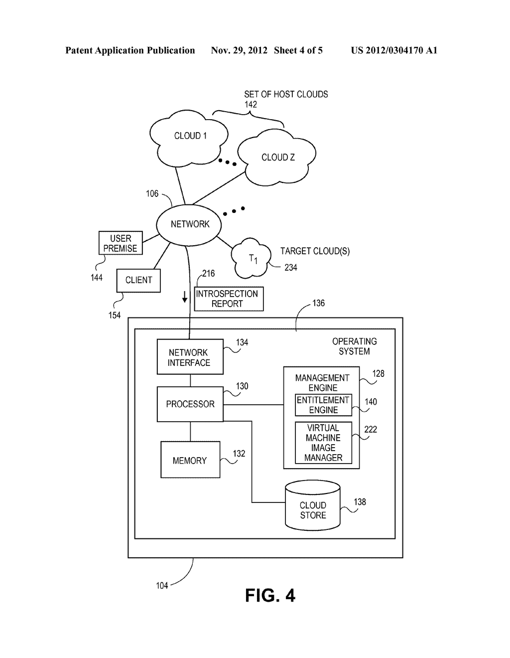 SYSTEMS AND METHODS FOR INTROSPECTIVE APPLICATION REPORTING TO FACILITATE     VIRTUAL MACHINE MOVEMENT BETWEEN CLOUD HOSTS - diagram, schematic, and image 05