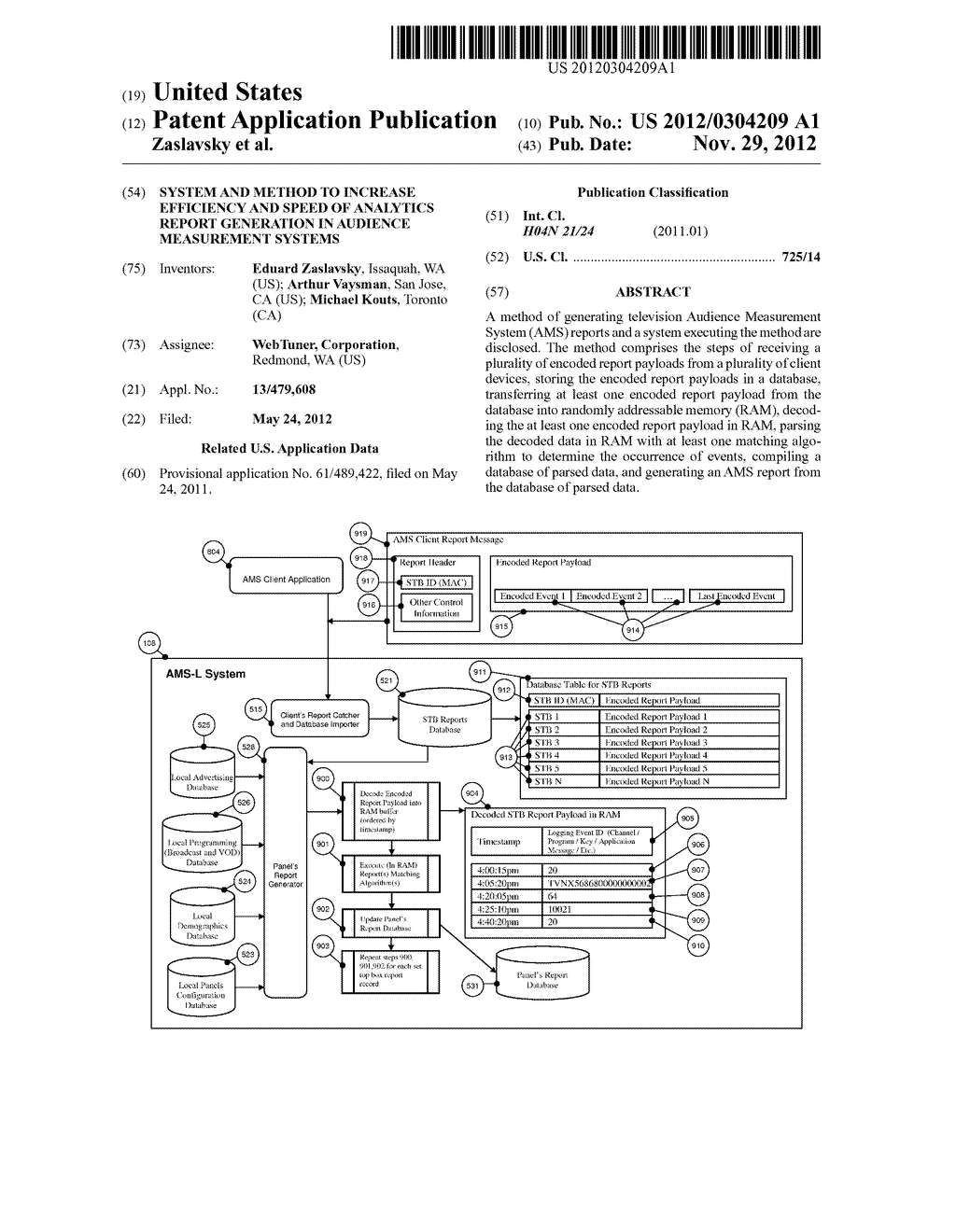 SYSTEM AND METHOD TO INCREASE EFFICIENCY AND SPEED OF ANALYTICS REPORT     GENERATION IN AUDIENCE MEASUREMENT SYSTEMS - diagram, schematic, and image 01