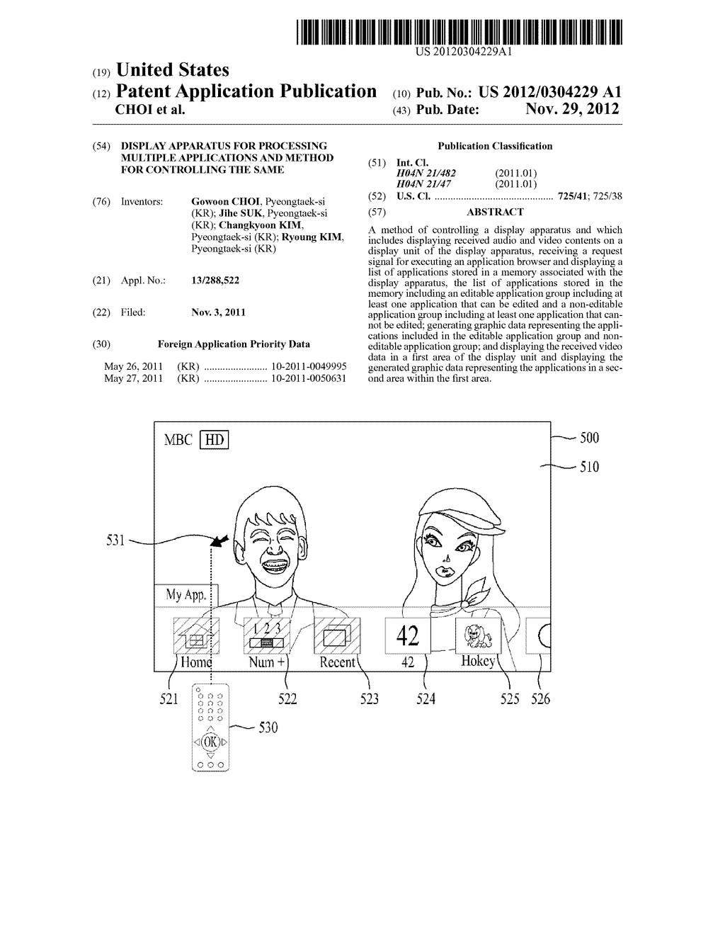 DISPLAY APPARATUS FOR PROCESSING MULTIPLE APPLICATIONS AND METHOD FOR     CONTROLLING THE SAME - diagram, schematic, and image 01