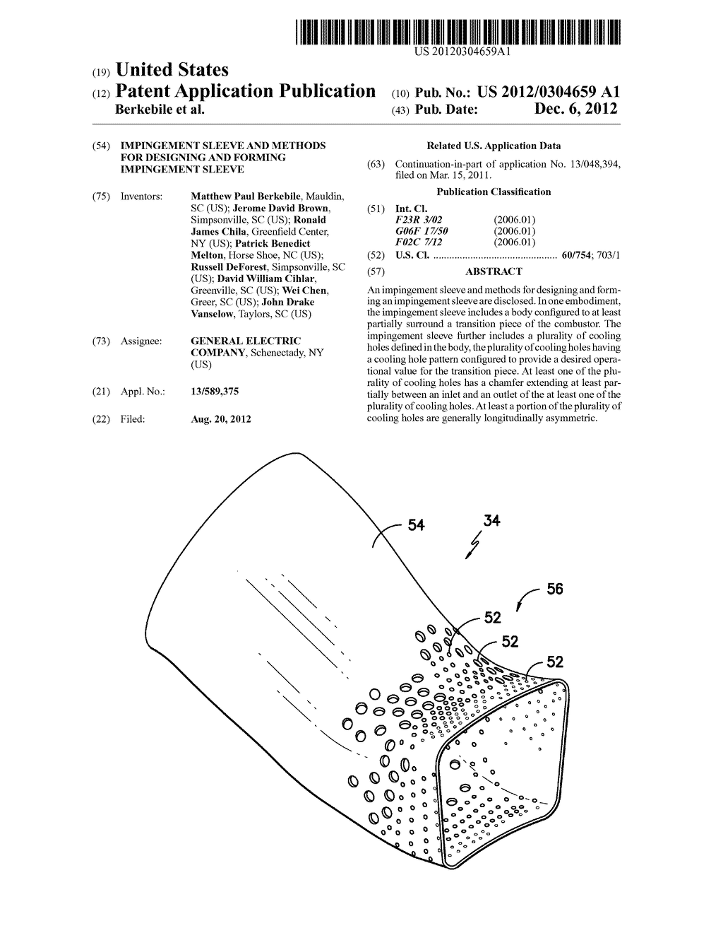 IMPINGEMENT SLEEVE AND METHODS FOR DESIGNING AND FORMING IMPINGEMENT     SLEEVE - diagram, schematic, and image 01