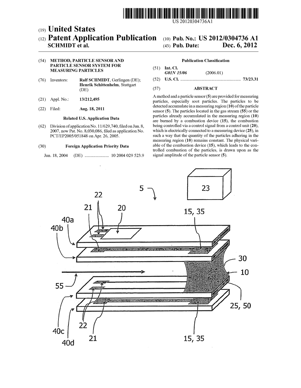 METHOD, PARTICLE SENSOR AND PARTICLE SENSOR SYSTEM FOR MEASURING PARTICLES - diagram, schematic, and image 01