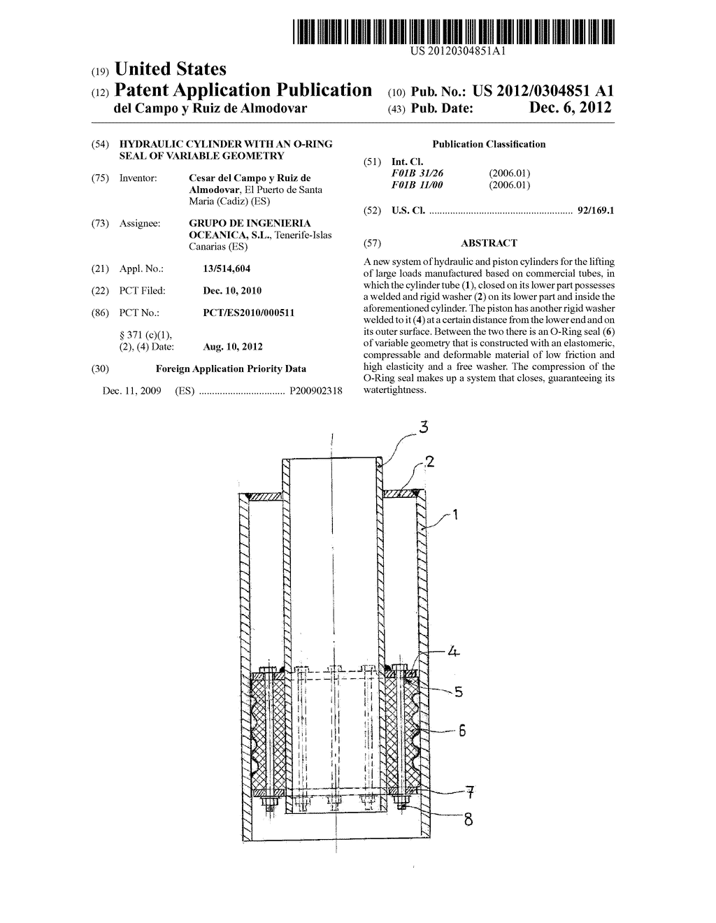 HYDRAULIC CYLINDER WITH AN O-RING SEAL OF VARIABLE GEOMETRY - diagram, schematic, and image 01