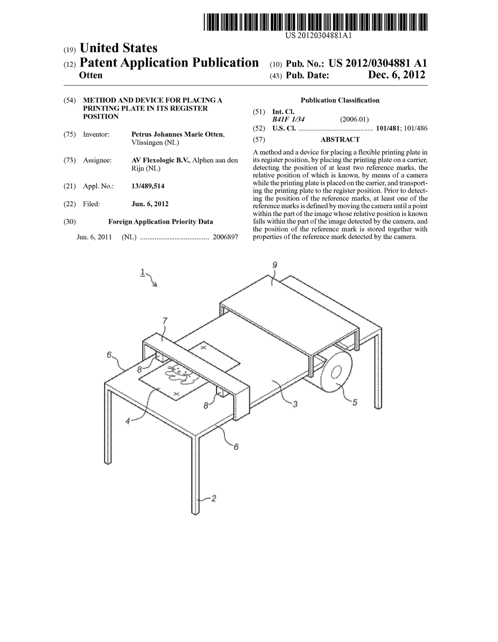 Method And Device For Placing A Printing Plate In Its Register Position - diagram, schematic, and image 01