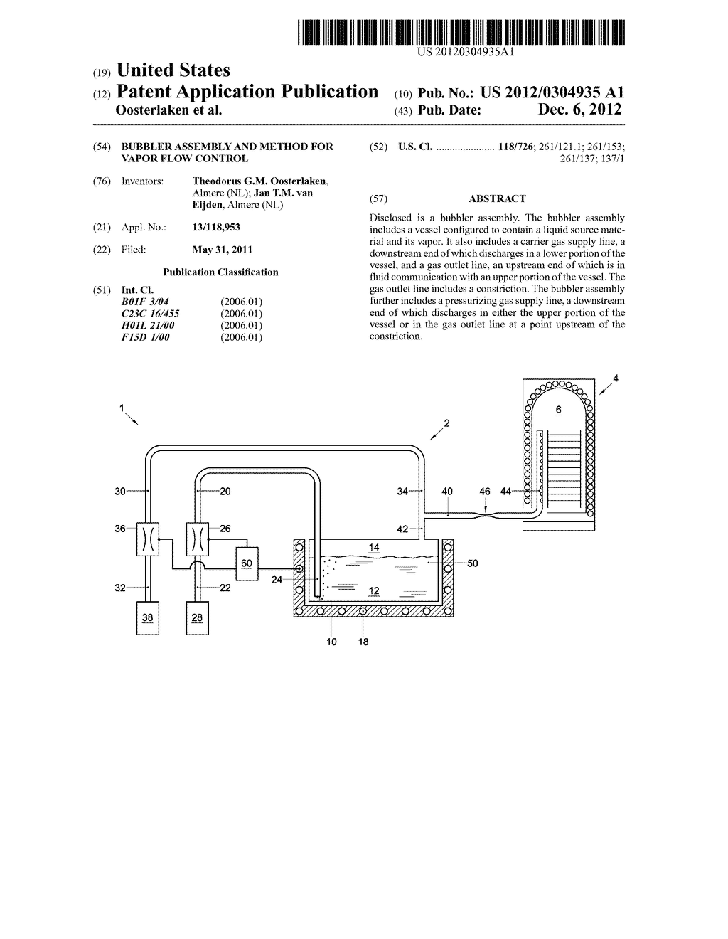 BUBBLER ASSEMBLY AND METHOD FOR VAPOR FLOW CONTROL - diagram, schematic, and image 01