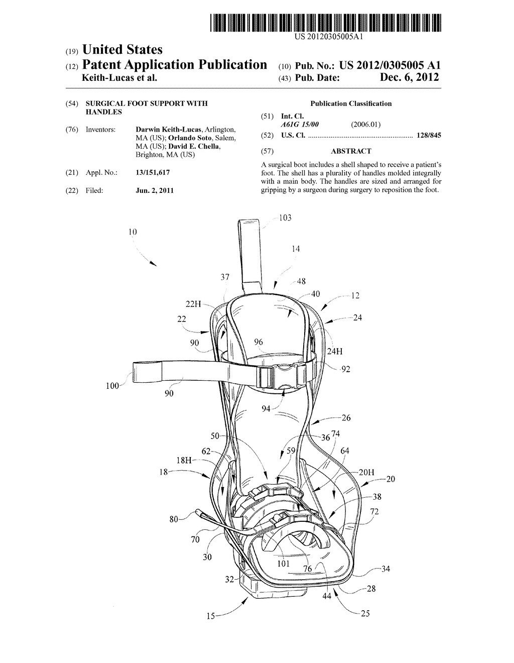 SURGICAL FOOT SUPPORT WITH HANDLES - diagram, schematic, and image 01