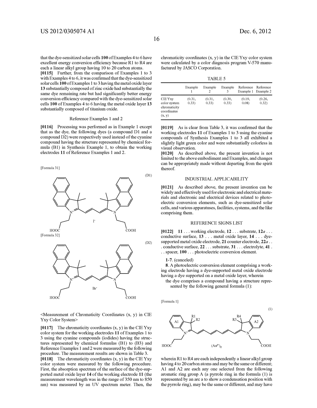 PHOTOELECTRIC CONVERSION ELEMENT AND DYE FOR PHOTOELECTRIC CONVERSION     ELEMENT - diagram, schematic, and image 18