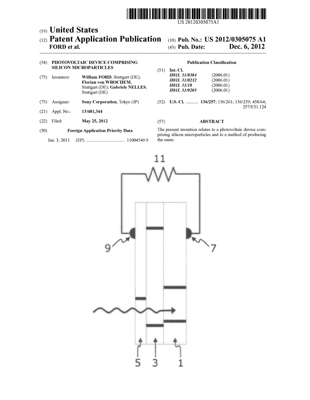 PHOTOVOLTAIC DEVICE COMPRISING SILICON MICROPARTICLES - diagram, schematic, and image 01