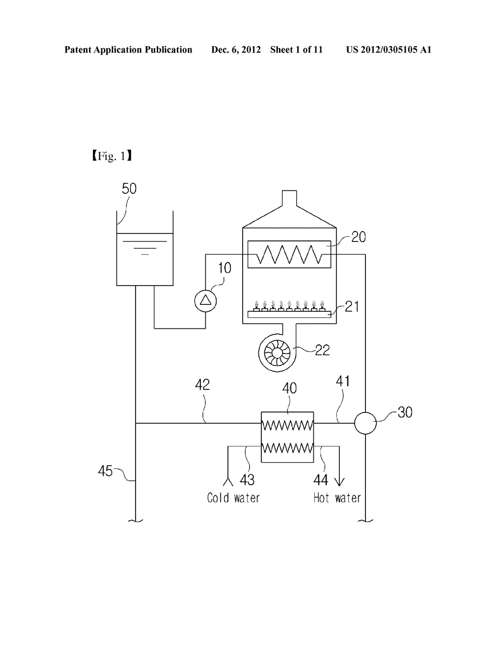 HOT-WATER SUPPLY HEAT EXCHANGER PROVIDED WITH A MIXING VALVE, AND ADAPTOR     HAVING A BUILT-IN MIXING VALVE - diagram, schematic, and image 02