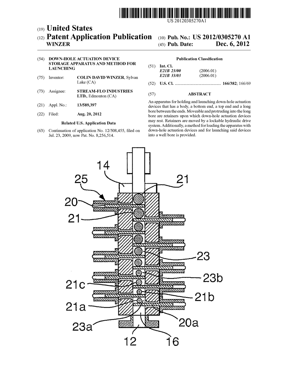 DOWN-HOLE ACTUATION DEVICE STORAGE APPARATUS AND METHOD FOR LAUNCHING - diagram, schematic, and image 01