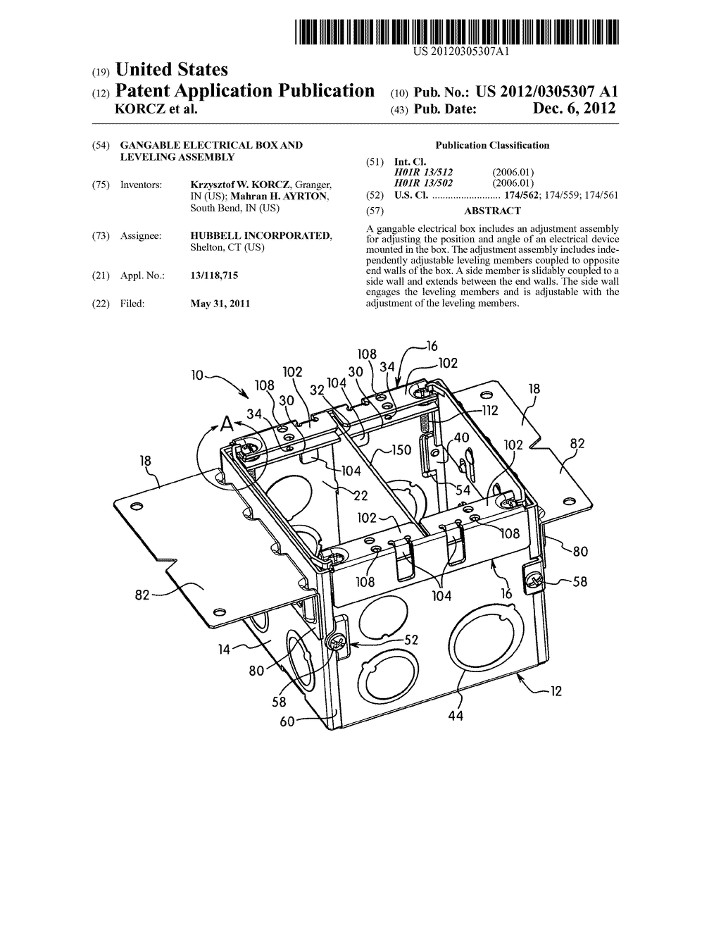 Gangable electrical box and leveling assembly - diagram, schematic, and image 01