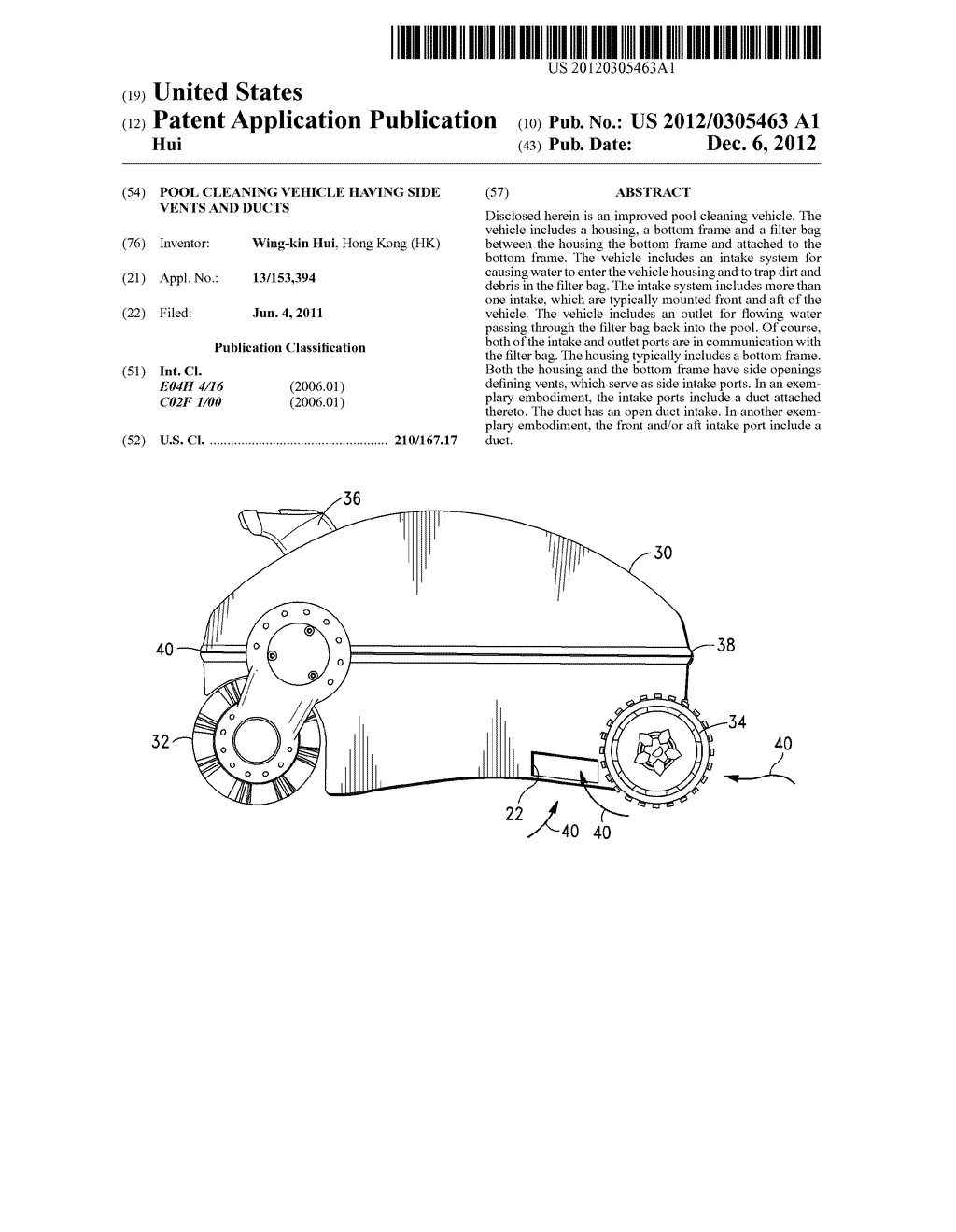 POOL CLEANING VEHICLE HAVING SIDE VENTS AND DUCTS - diagram, schematic, and image 01