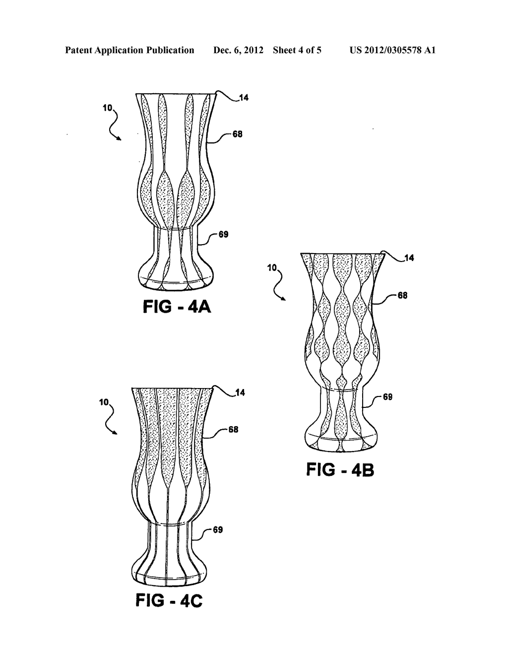 METHOD AND APPARATUS FOR FORMING EXTRUDED STRIPED PLASTIC PRODUCTS WITH     VARIATIONS IN WIDTH OF THE STRIPES ALONG THE LENGTH OF THE PRODUCTS AND     FOR BLOW MOLDING ARTICLES FORMED FROM SUCH EXTRUDED PARTS - diagram, schematic, and image 05