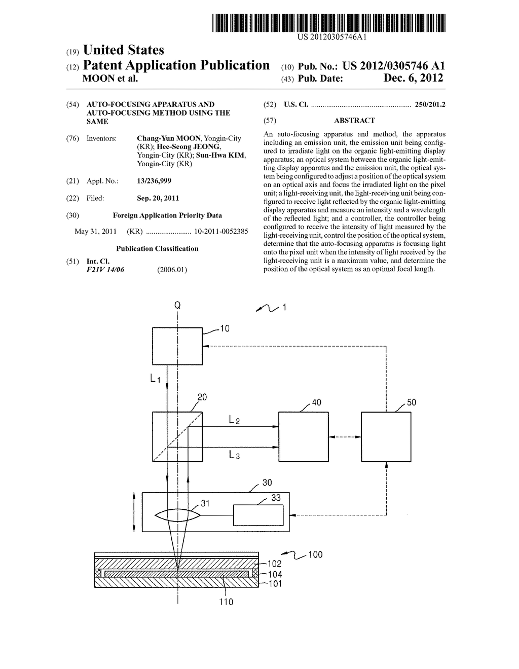 AUTO-FOCUSING APPARATUS AND AUTO-FOCUSING METHOD USING THE SAME - diagram, schematic, and image 01