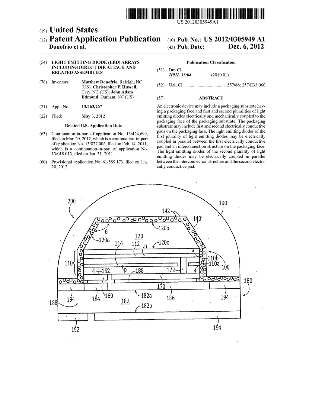 Light Emitting Diode (LED) Arrays Including Direct Die Attach And Related     Assemblies - diagram, schematic, and image 01