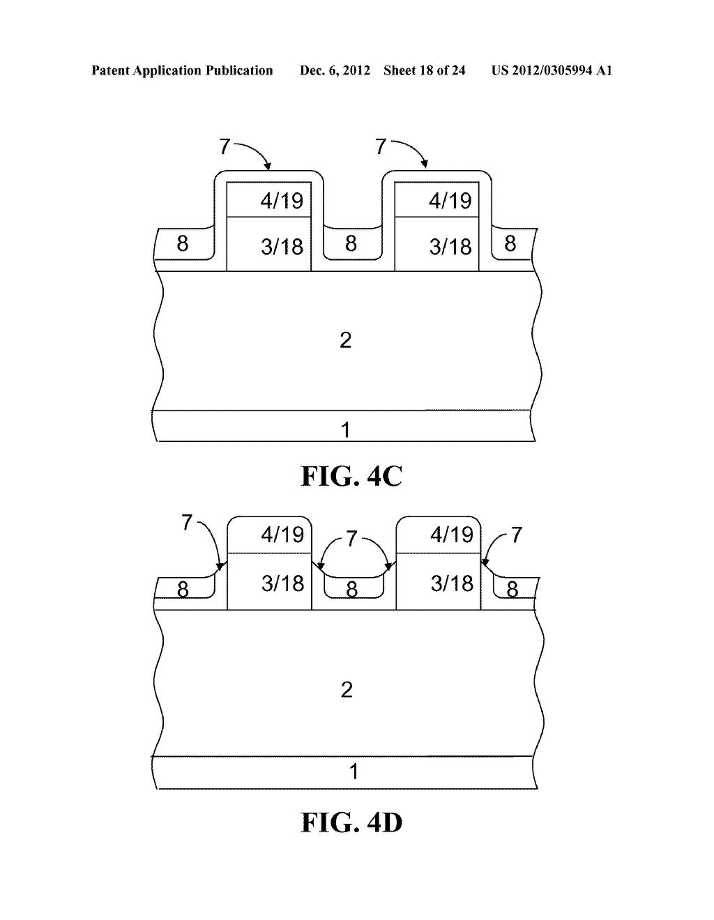 SELF-ALIGNED TRENCH FIELD EFFECT TRANSISTORS WITH REGROWN GATES AND     BIPOLAR JUNCTION TRANSISTORS WITH REGROWN BASE CONTACT REGIONS AND     METHODS OF MAKING - diagram, schematic, and image 19