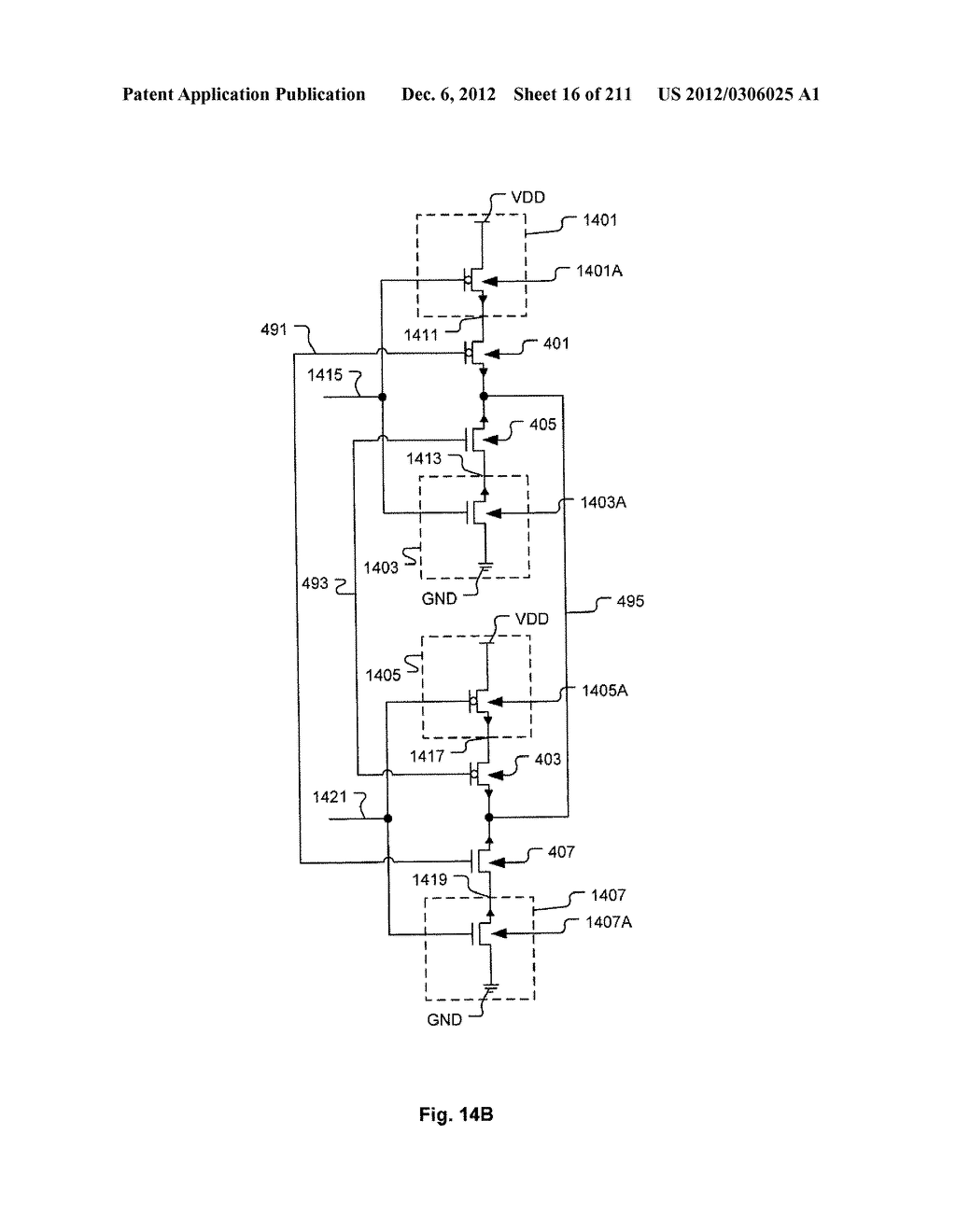 Integrated Circuit Including Cross-Coupled Transistors with Two     Transistors of Different Type Having Gate Electrodes Formed by Common     Gate Level Feature with Shared Diffusion Regions on Opposite Sides of     Common Gate Level Feature - diagram, schematic, and image 17