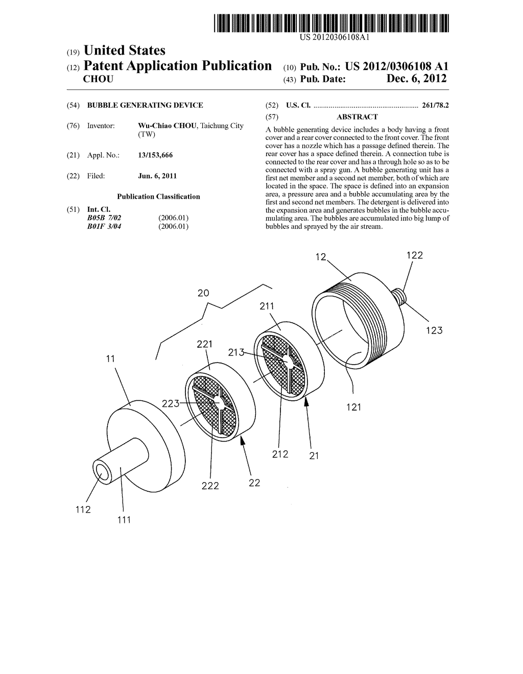 BUBBLE GENERATING DEVICE - diagram, schematic, and image 01