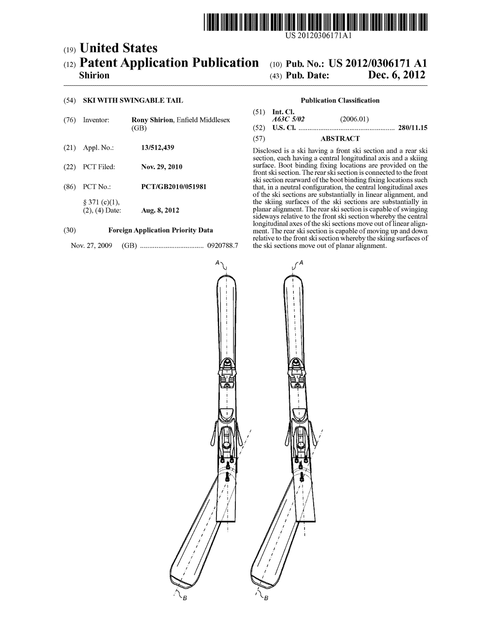 Ski with Swingable Tail - diagram, schematic, and image 01