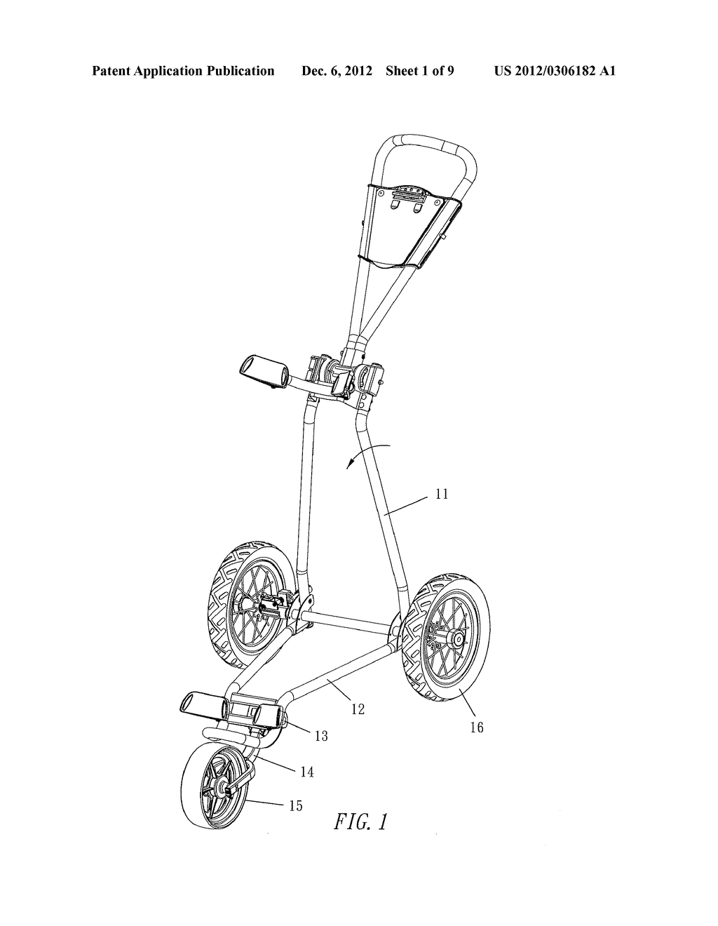 Front Wheel Folding Device of Golf Bag Cart - diagram, schematic, and image 02