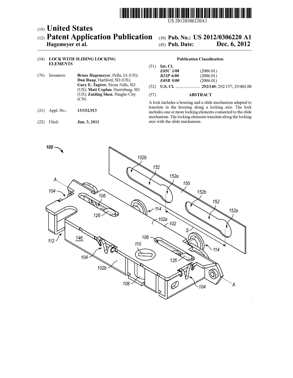 LOCK WITH SLIDING LOCKING ELEMENTS - diagram, schematic, and image 01