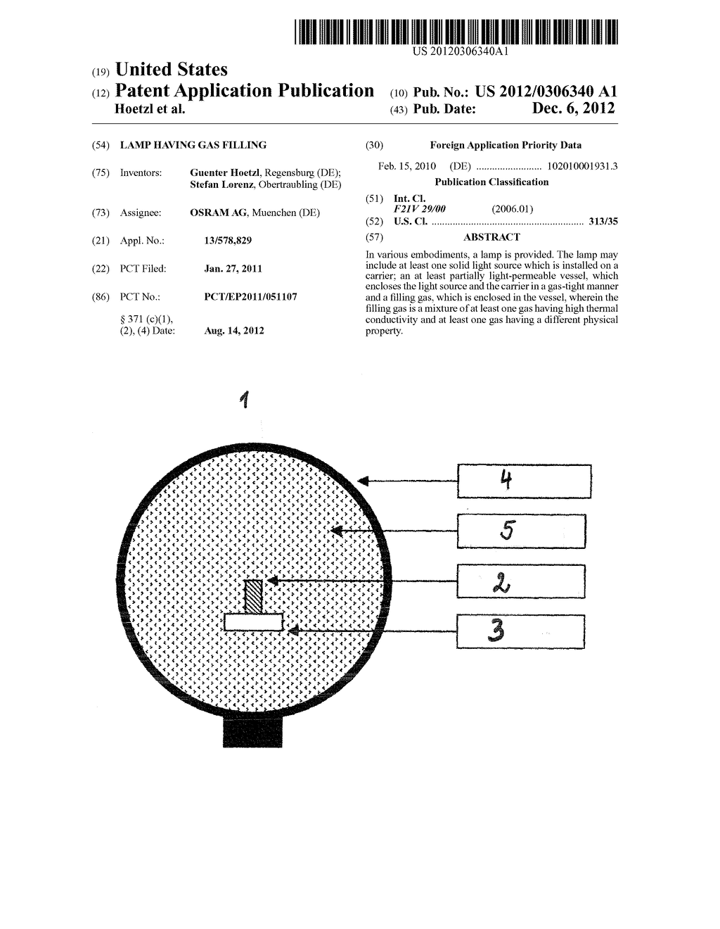 Lamp having gas filling - diagram, schematic, and image 01