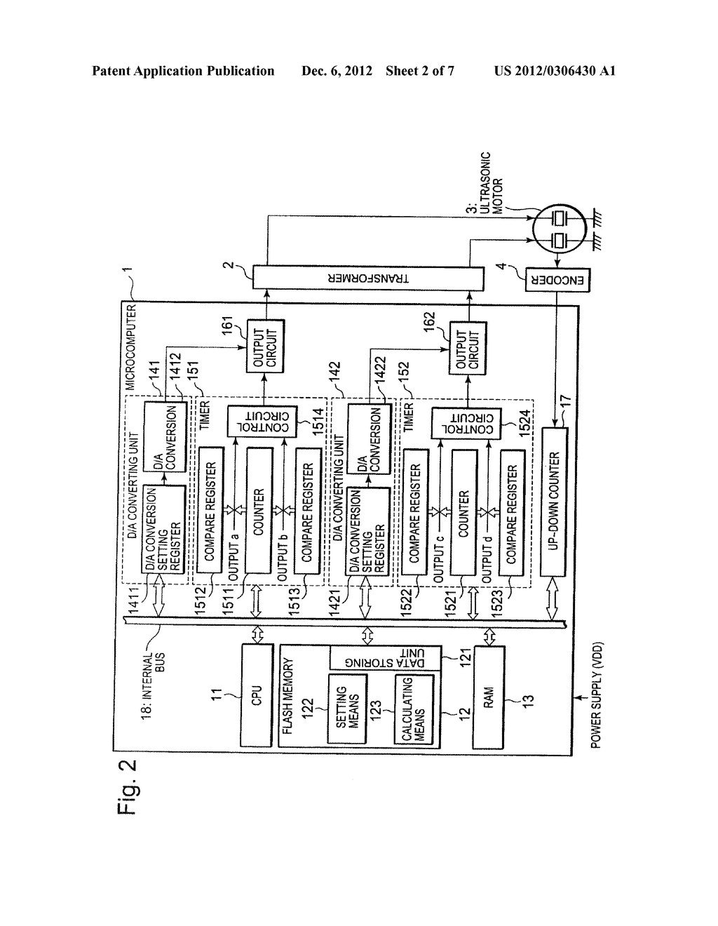 MICROCOMPUTER FOR CONTROLLING ULTRASONIC MOTOR, AND METHOD FOR CONTROLLING     ULTRASONIC MOTOR - diagram, schematic, and image 03