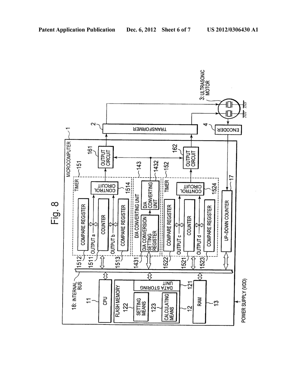 MICROCOMPUTER FOR CONTROLLING ULTRASONIC MOTOR, AND METHOD FOR CONTROLLING     ULTRASONIC MOTOR - diagram, schematic, and image 07